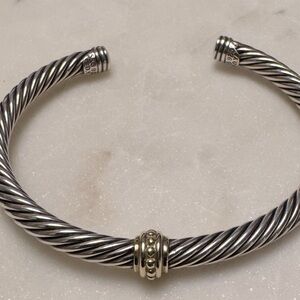 David Yurman Cable 14K Beaded Spacer Cuff Bracelet